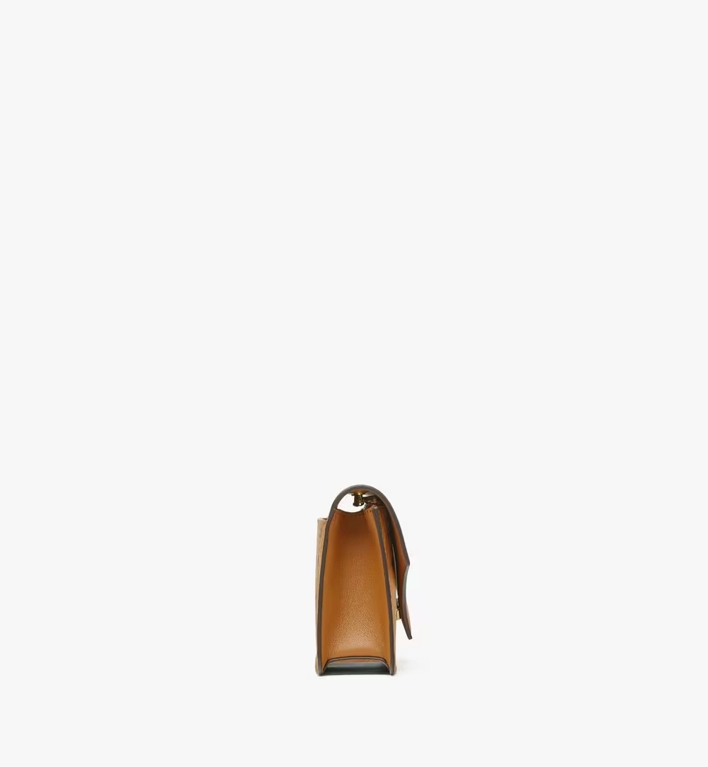Mini Diamond Shoulder Bag in Visetos Leather Mix Cognac