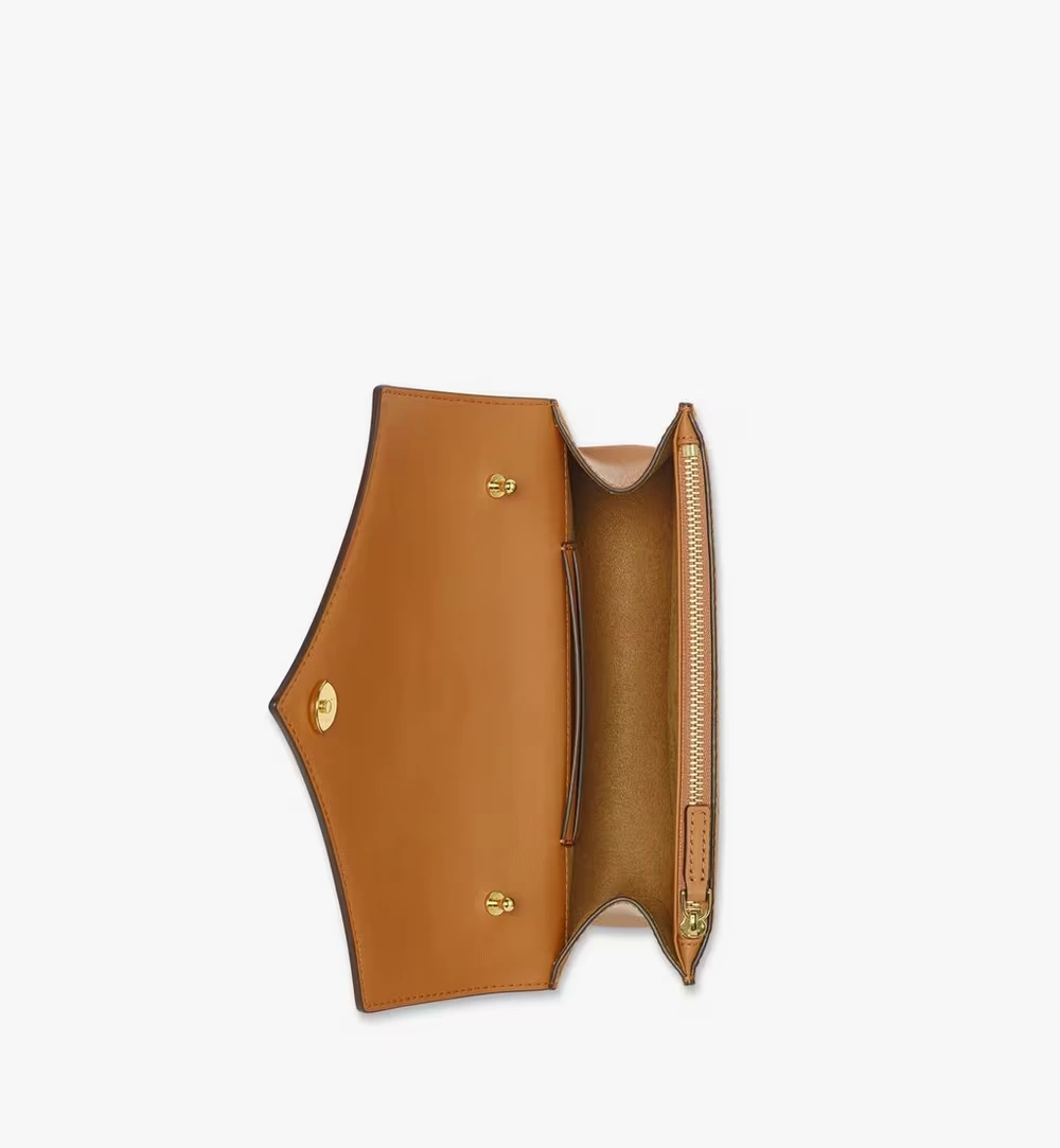 Mini Diamond Shoulder Bag in Visetos Leather Mix Cognac