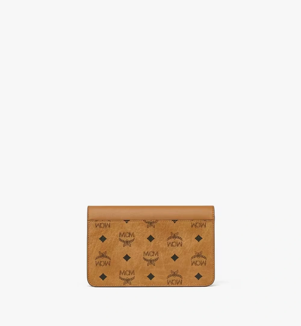 Mini Diamond Shoulder Bag in Visetos Leather Mix Cognac