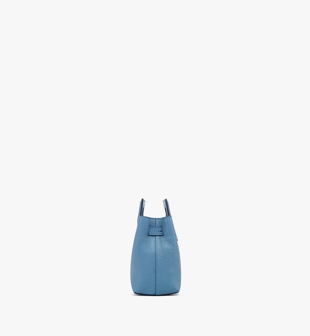 Mini Soft Diamond Shoulder Bag in Embossed Leather Blue