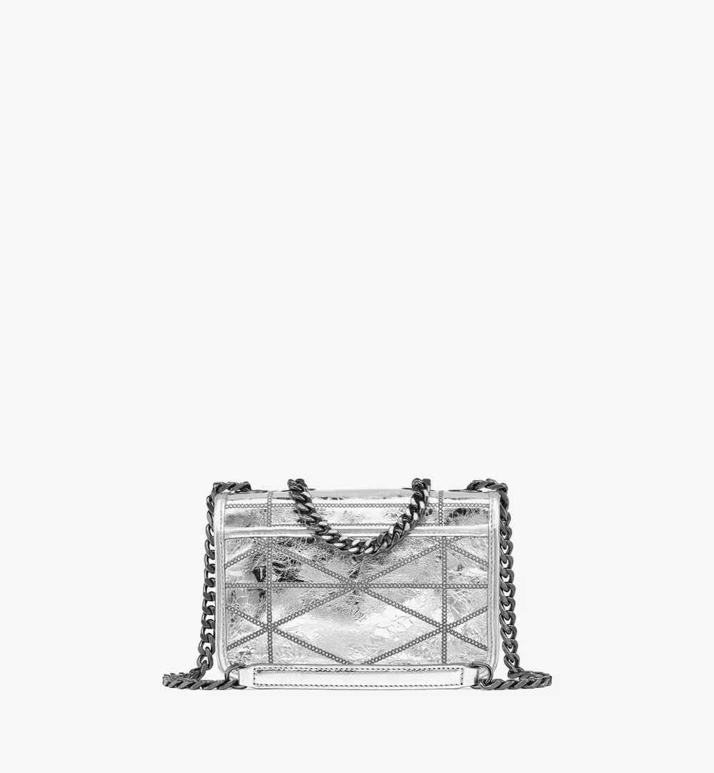 Mini Travia Quilted Shoulder Bag in Crash Calf Leather Grey 4 Mini Travia Quilted Shoulder Bag in Crash Calf Leather Grey
