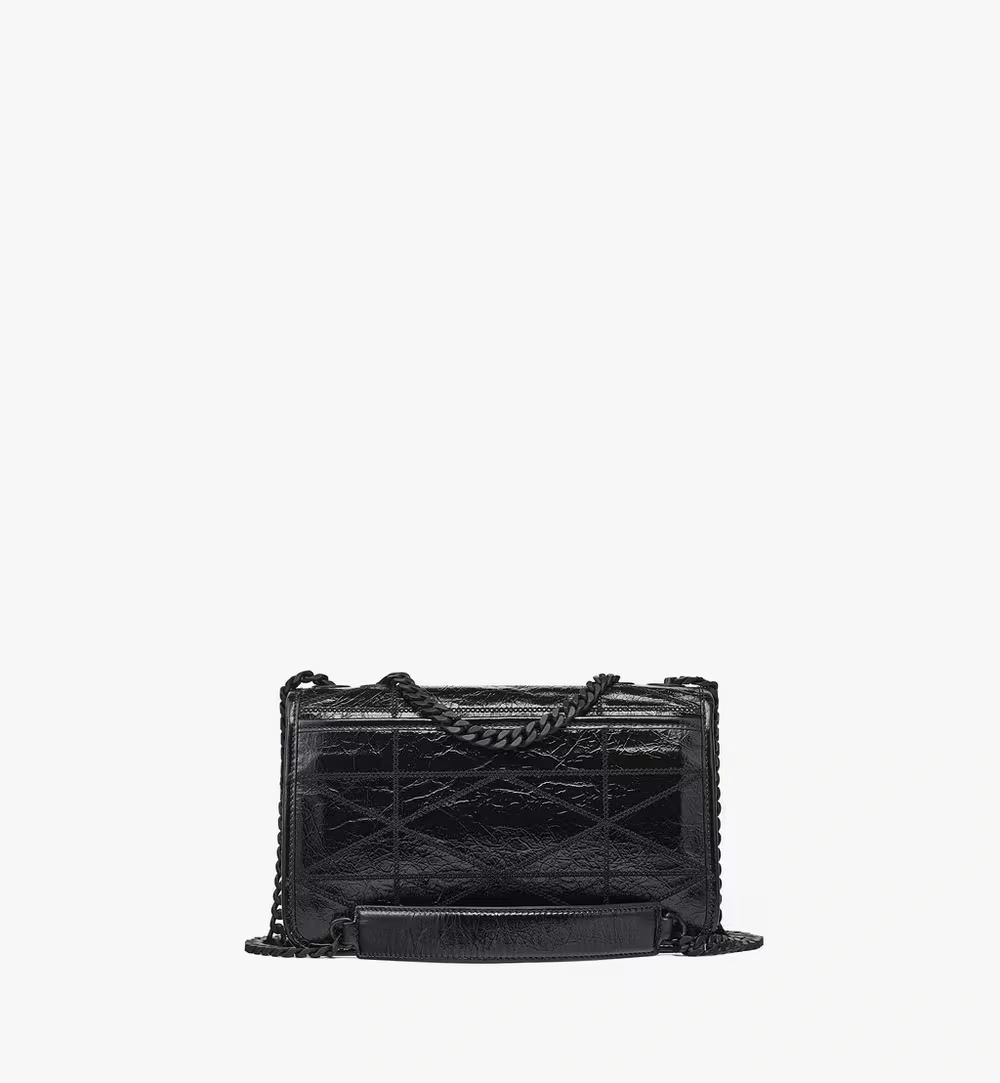 Small Travia Quilted Shoulder Bag in Crushed Leather Black 4 Small Travia Quilted Shoulder Bag in Crushed Leather Black