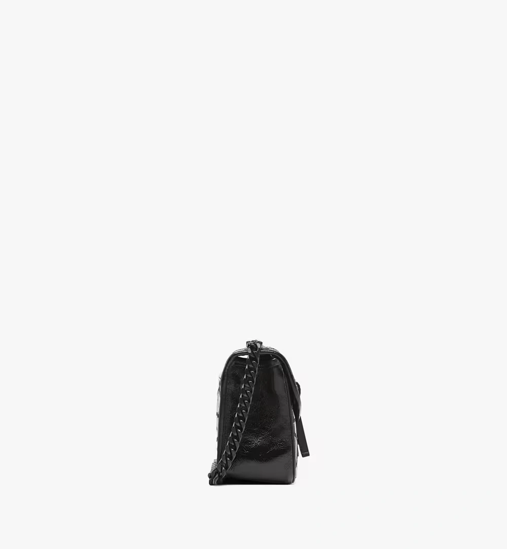 Mini Travia Quilted Shoulder Bag in Crushed Leather Black