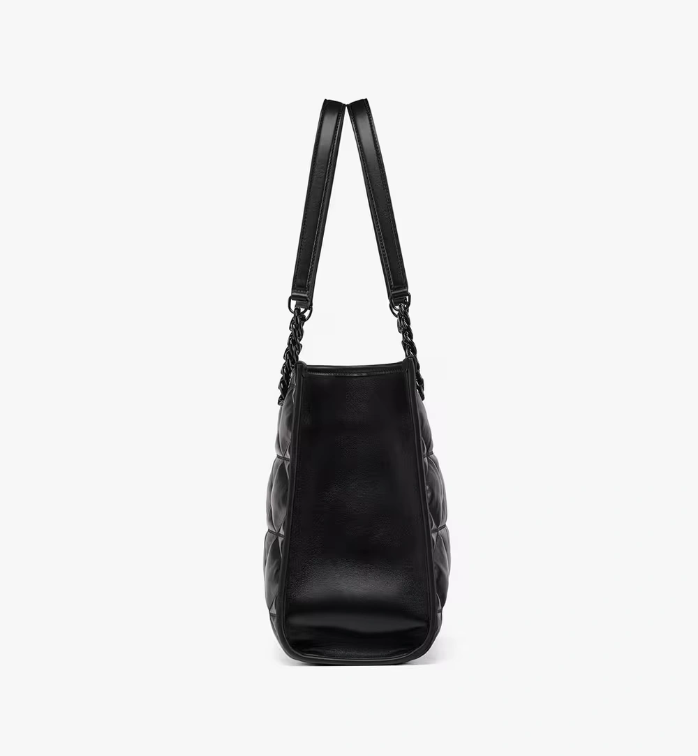 Large Travia Shoulder Bag in Cloud Quilted Lamb Leather Black