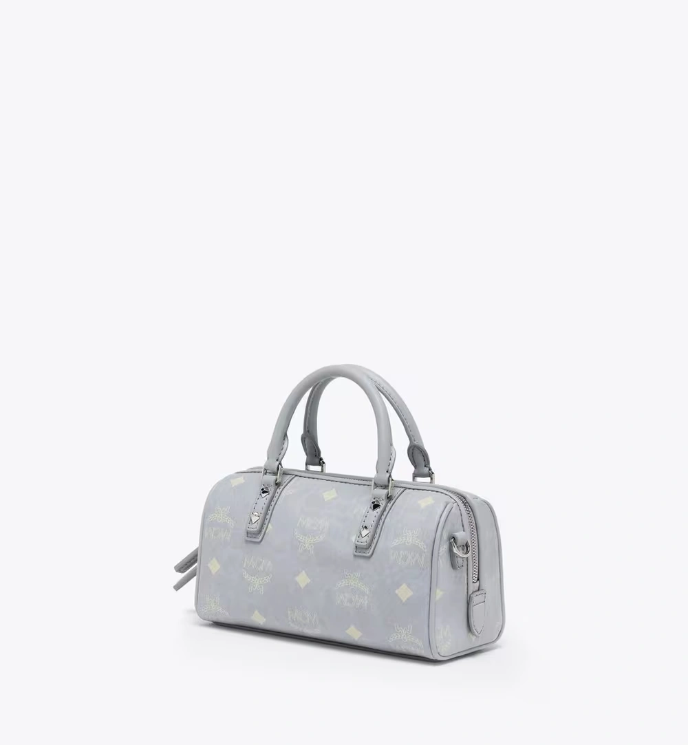 Mini Aren Boston Bag in Visetos Grey