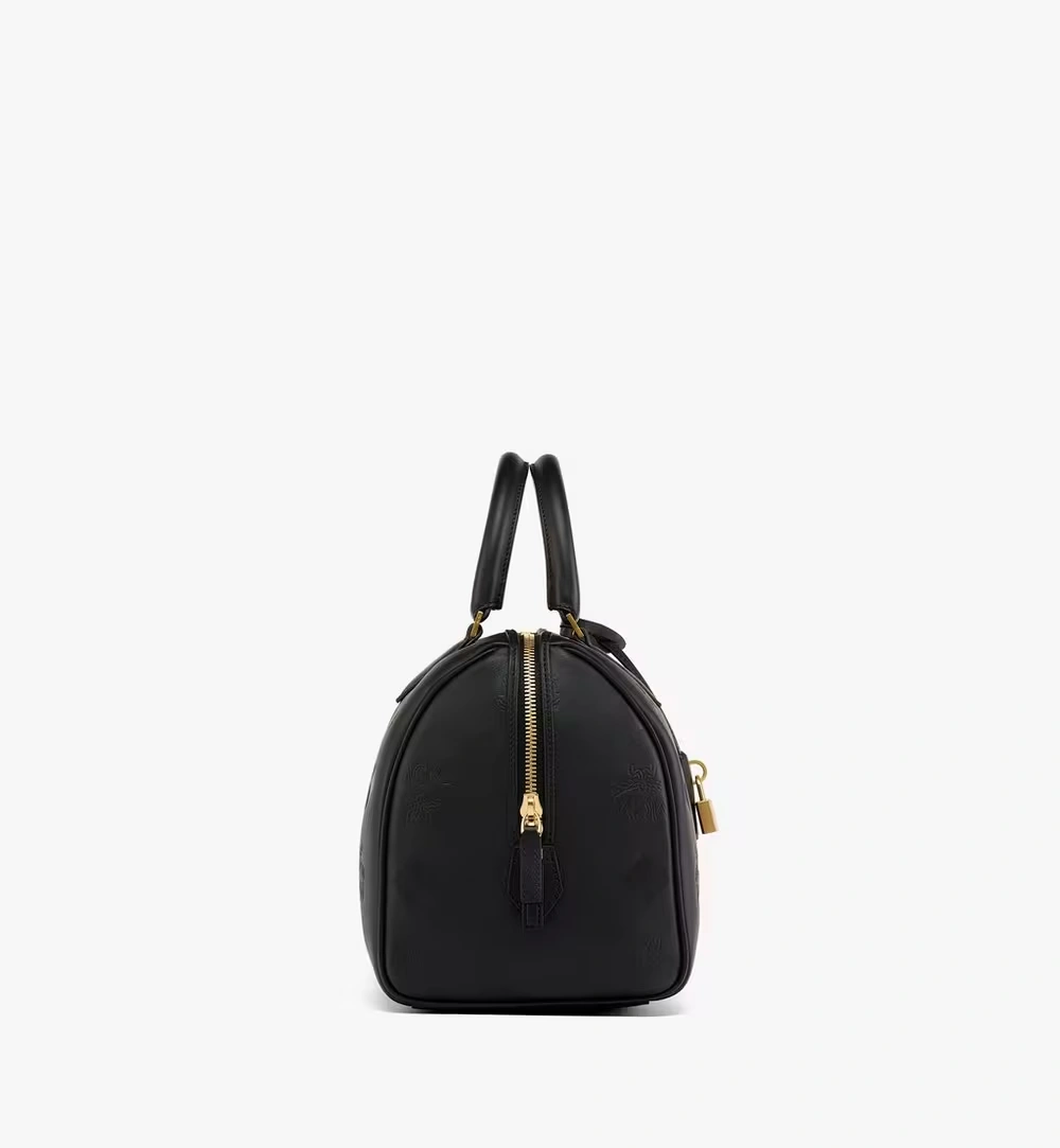 Medium Ella Boston Bag in Maxi Monogram Leather Black