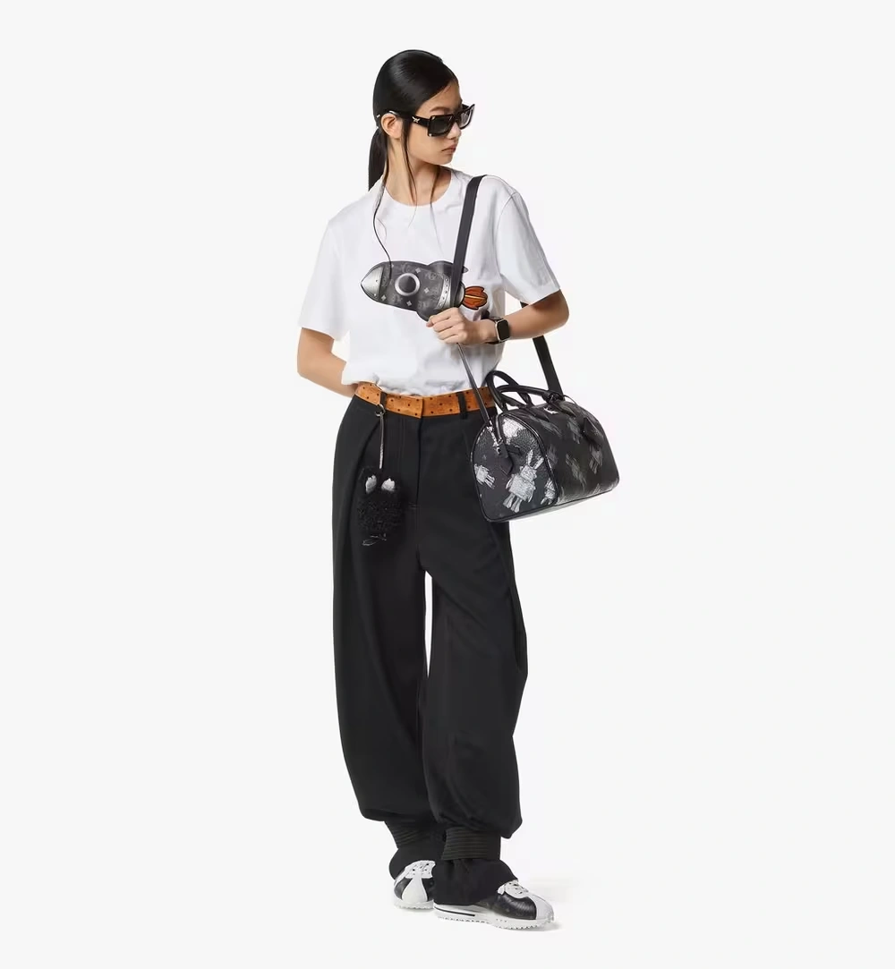 Medium Ella Boston Bag in Rabot Visetos Black