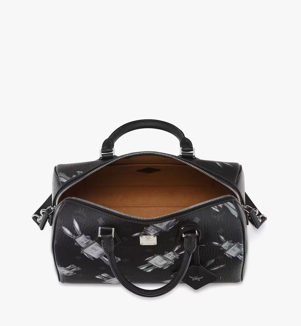 Medium Ella Boston Bag in Rabot Visetos Black