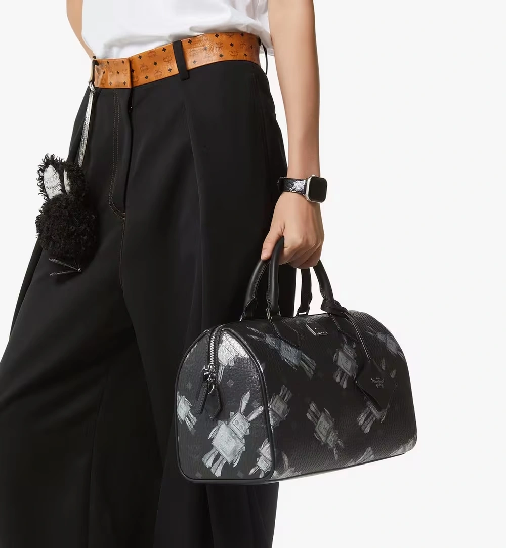 Medium Ella Boston Bag in Rabot Visetos Black