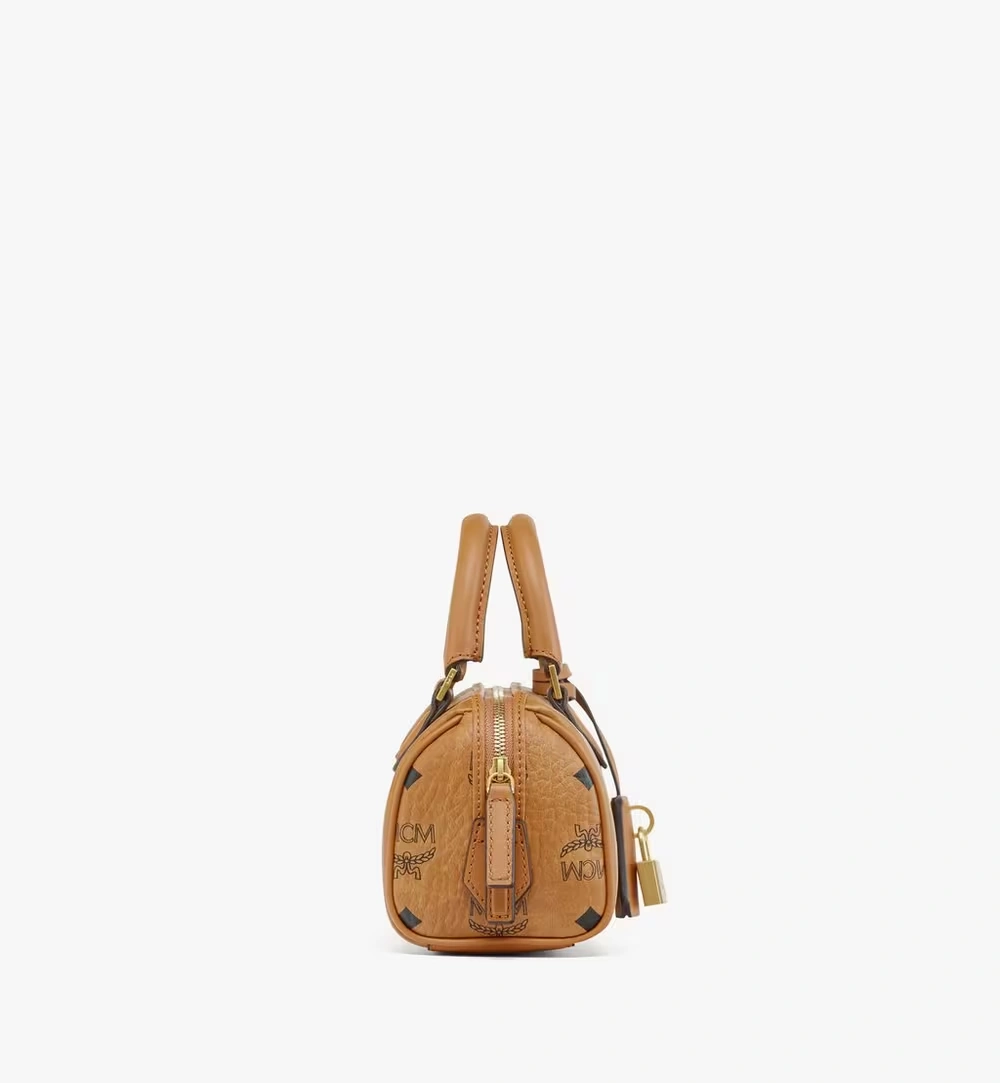 Mini Ella Boston Bag in Visetos Cognac