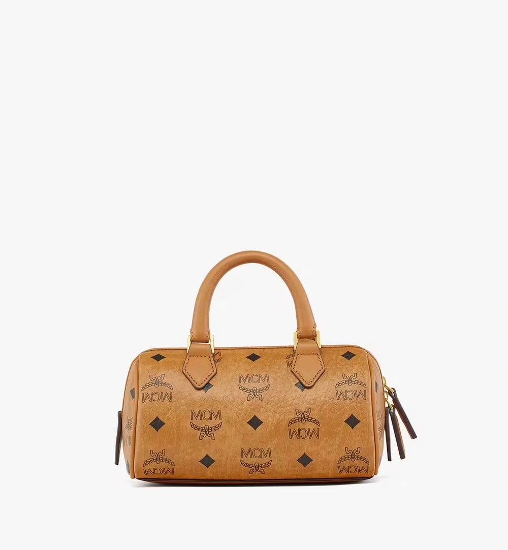 Mini Ella Boston Bag in Visetos Cognac