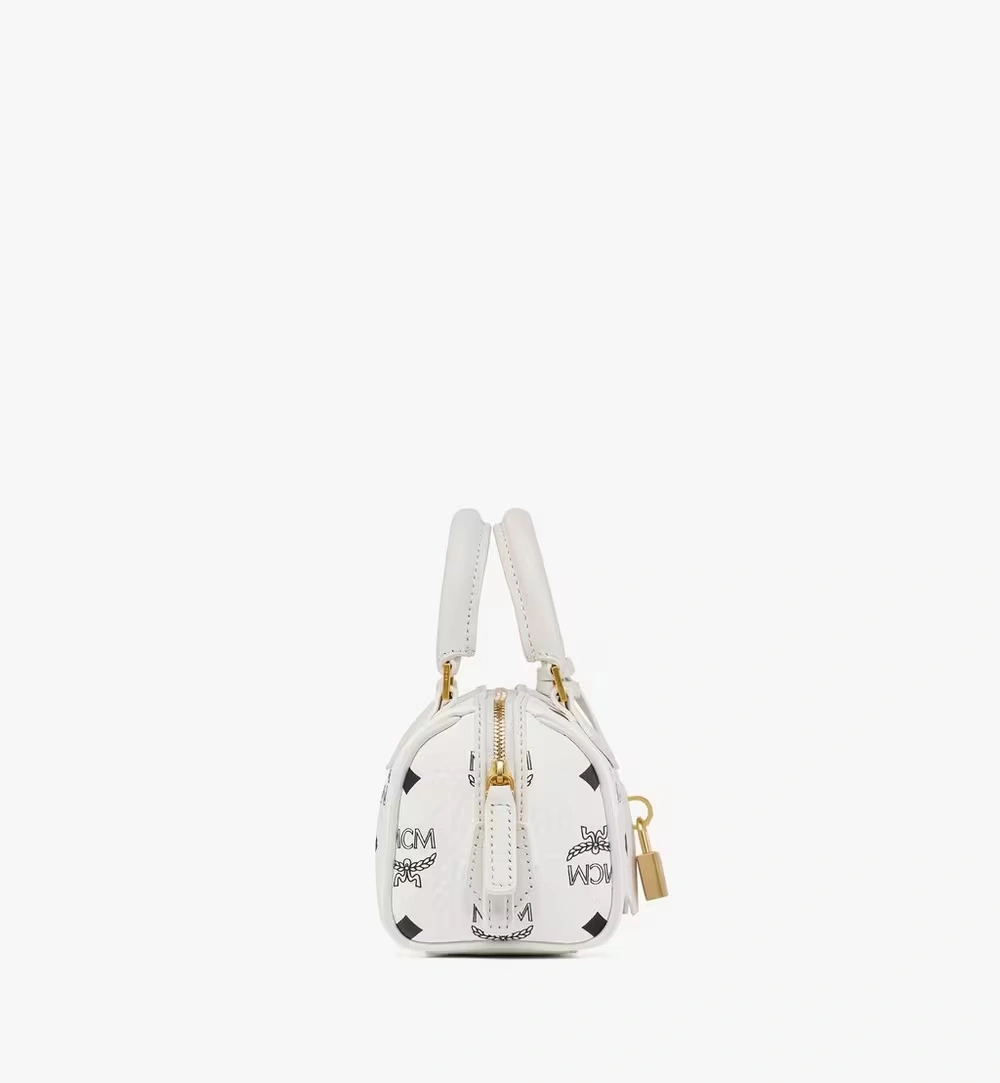 Mini Ella Boston Bag in Visetos White