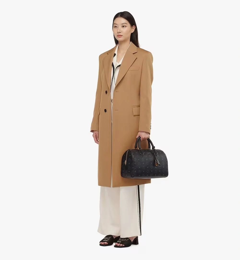 Medium Ella Boston Bag in Visetos Black