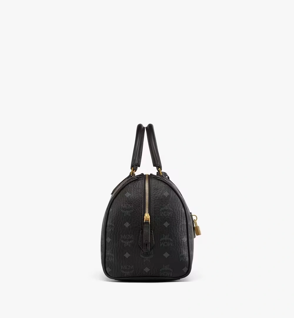 Medium Ella Boston Bag in Visetos Black