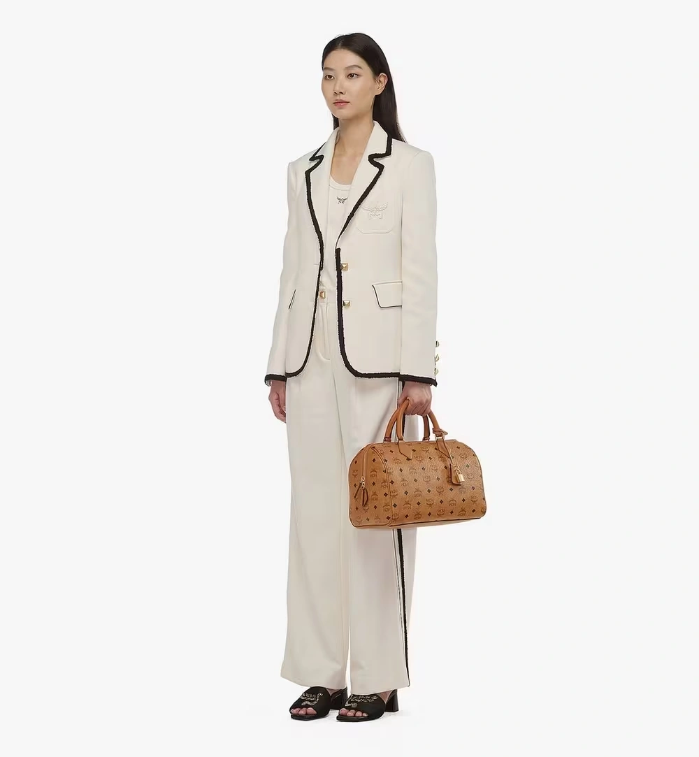Medium Ella Boston Bag in Visetos Cognac