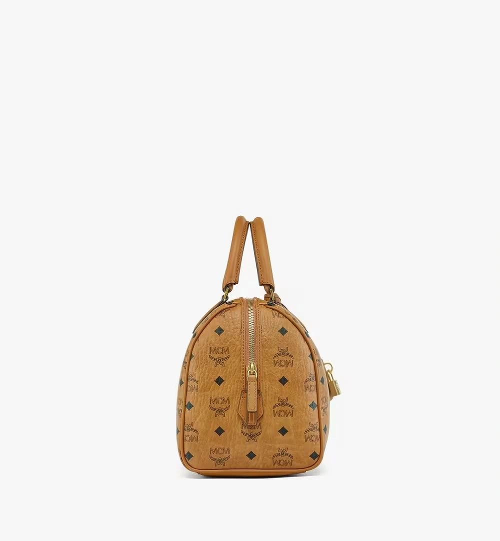 Medium Ella Boston Bag in Visetos Cognac