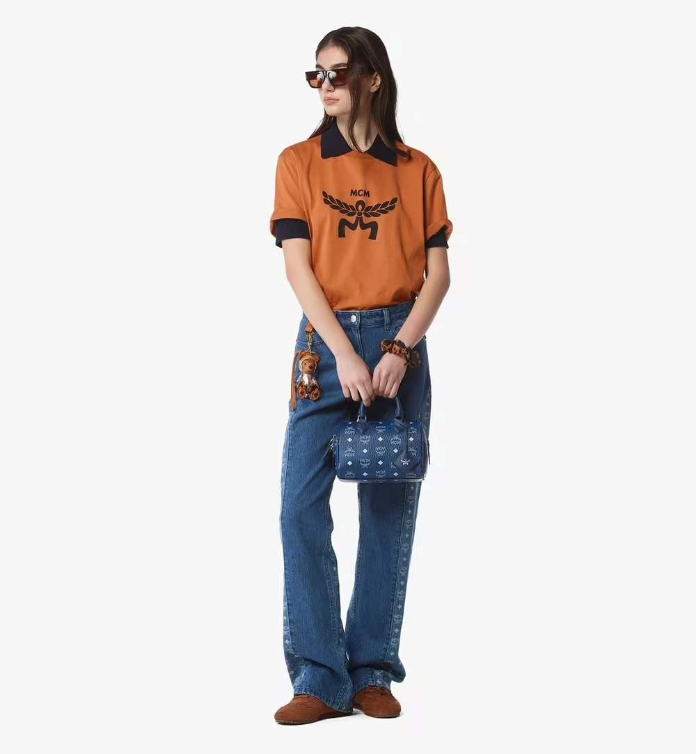 Small Ella Boston Bag in Visetos Blue