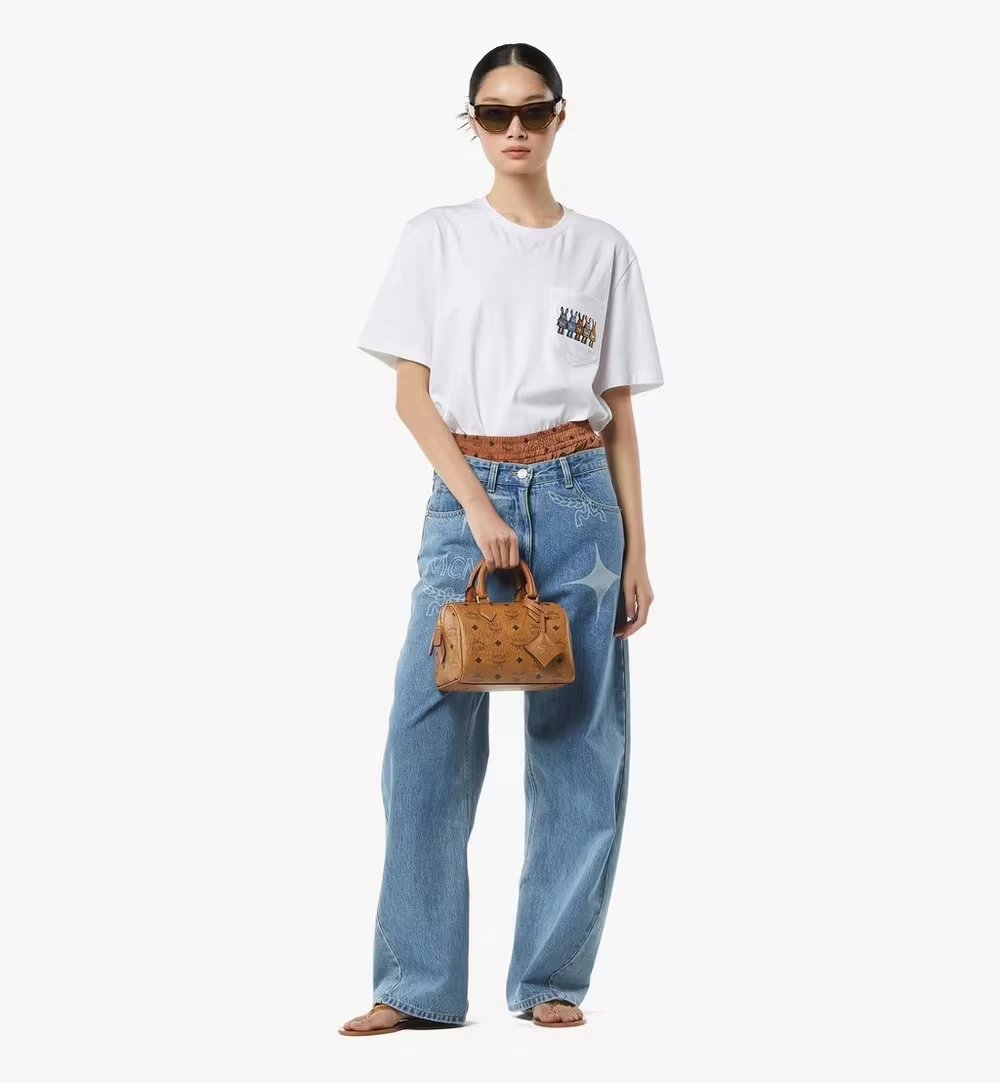 Small Ella Boston Bag in Visetos Cognac