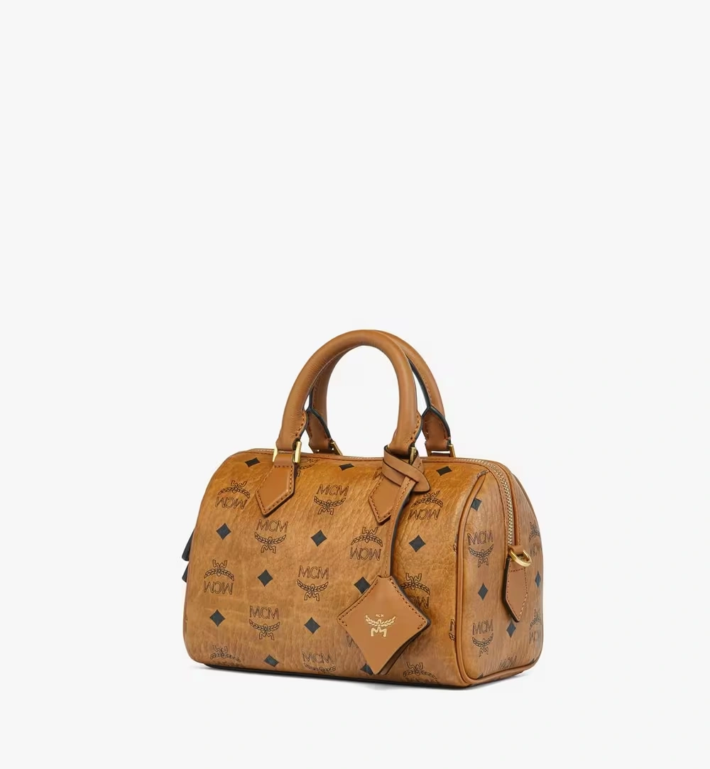 Small Ella Boston Bag in Visetos Cognac
