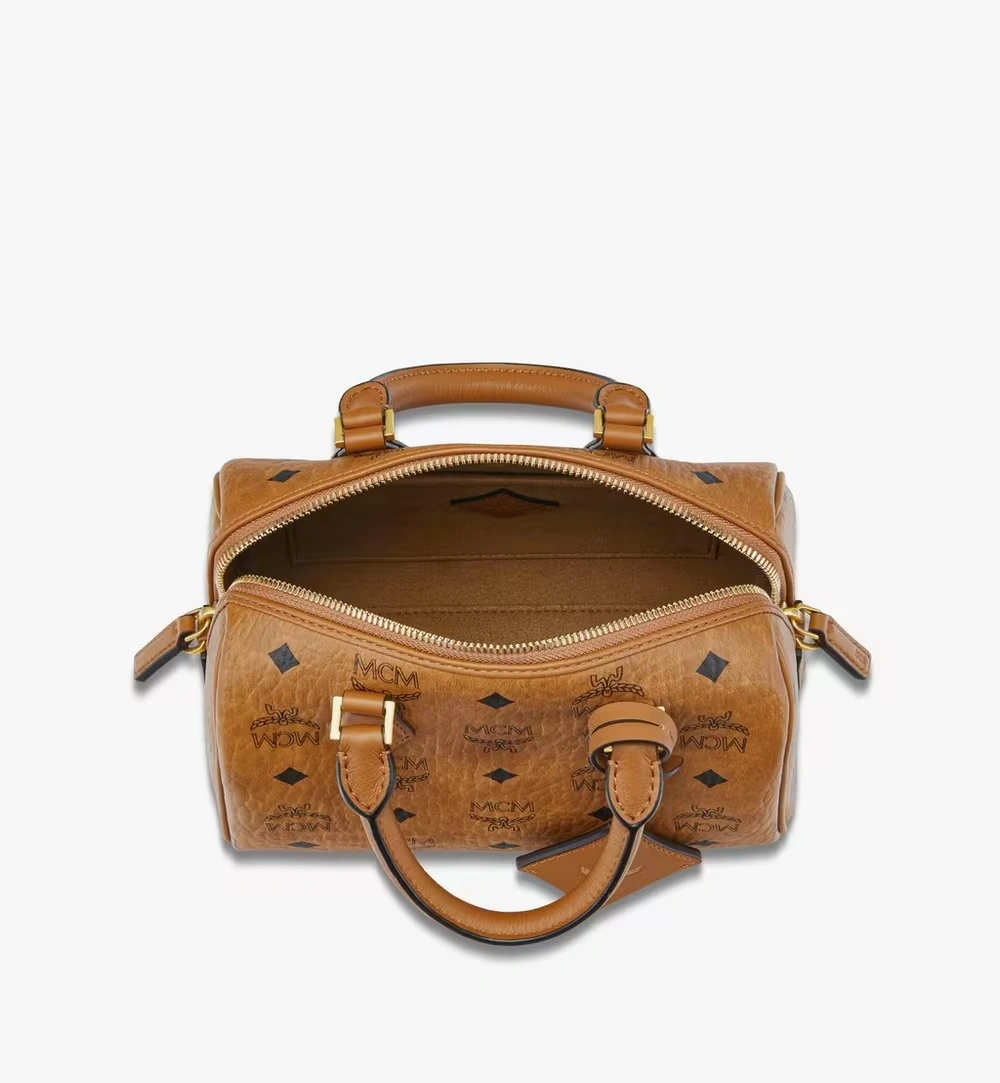 Small Ella Boston Bag in Visetos Cognac