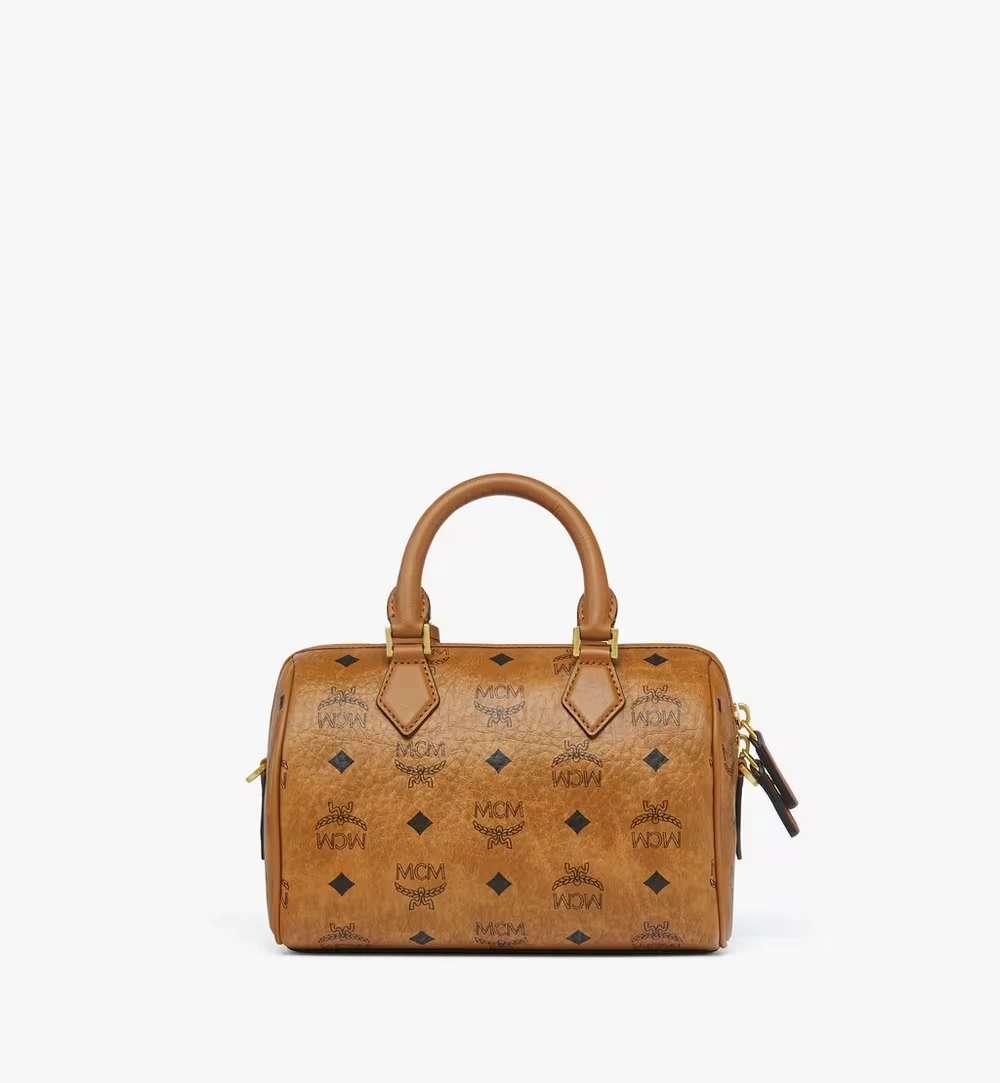 Small Ella Boston Bag in Visetos Cognac