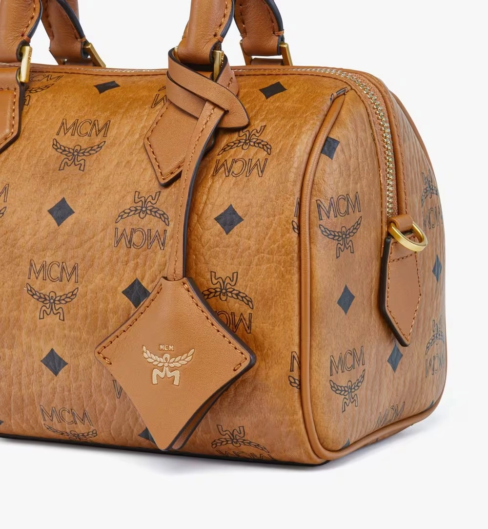 Small Ella Boston Bag in Visetos Cognac
