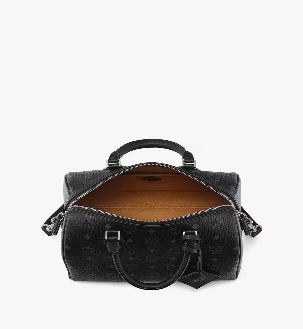Medium Ella Boston Bag in Visetos Black