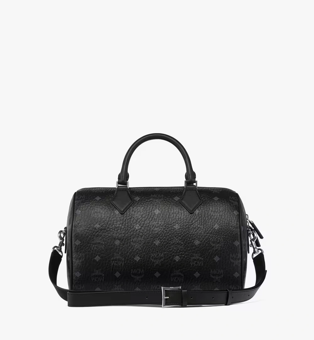Medium Ella Boston Bag in Visetos Black