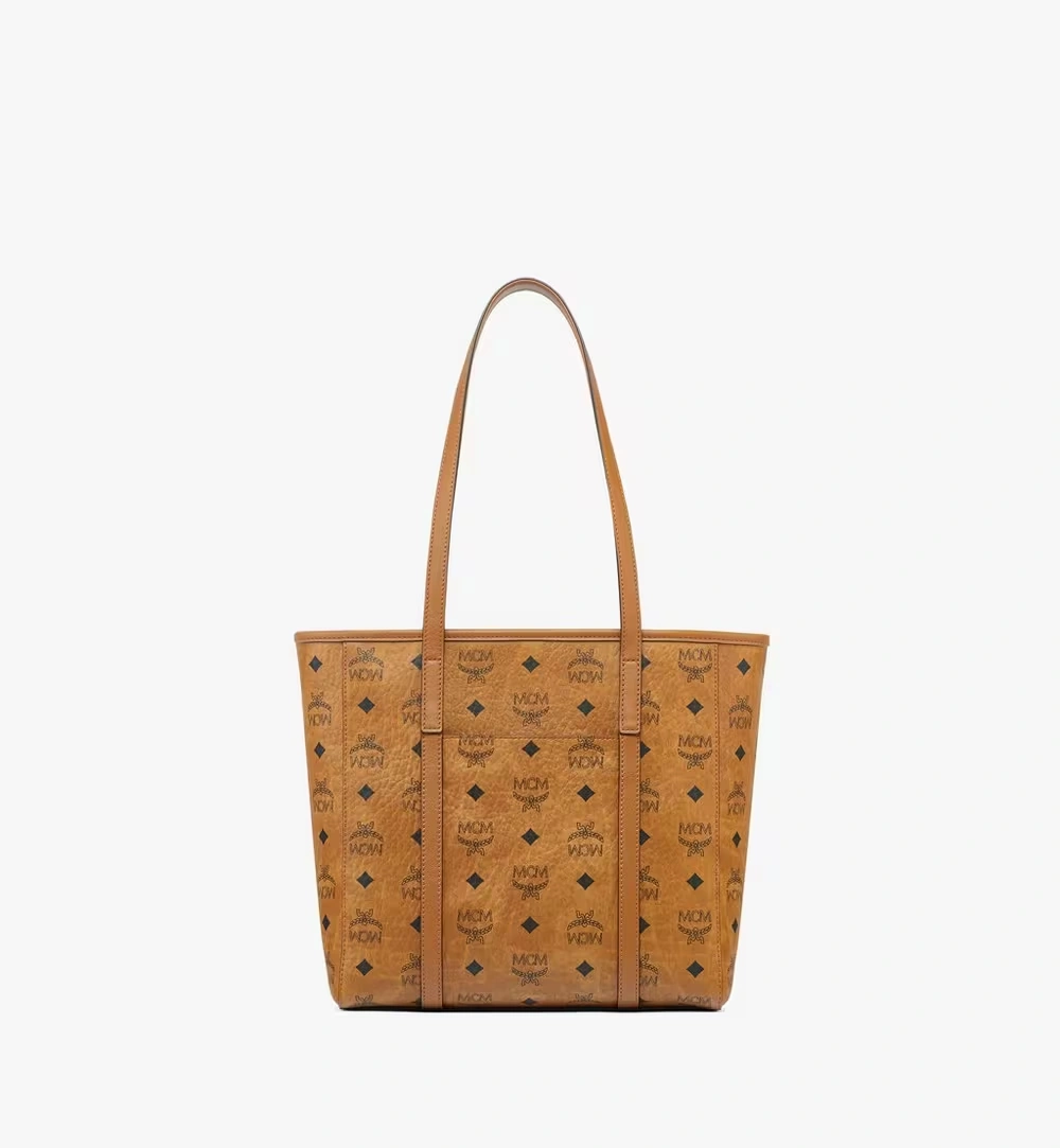 Small Toni Top-Zip Shopper in Visetos Cognac