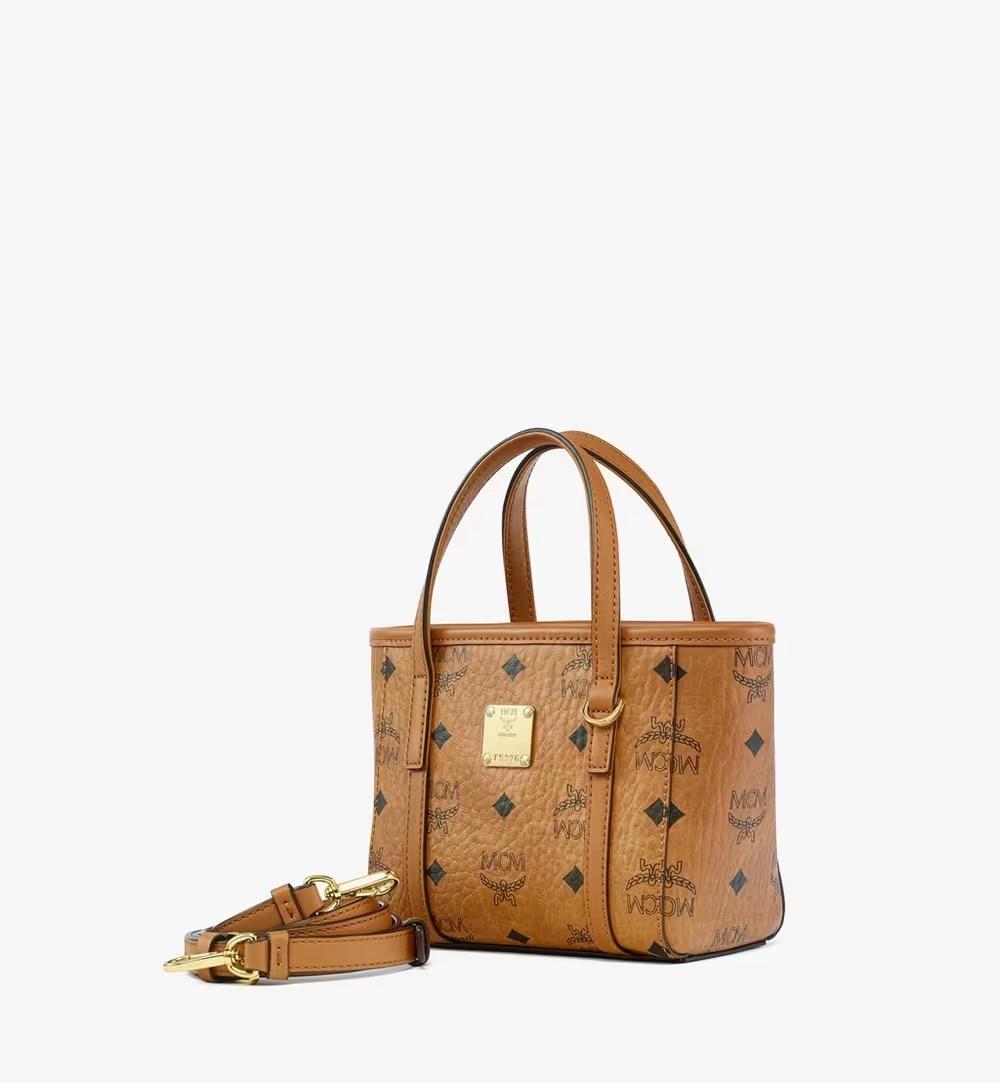X-Mini Toni Top-Zip Shopper in Visetos Cognac