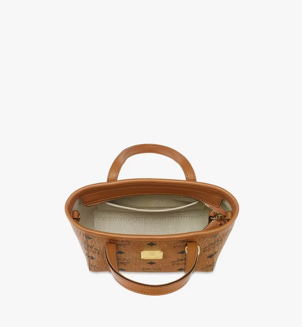 X-Mini Toni Top-Zip Shopper in Visetos Cognac