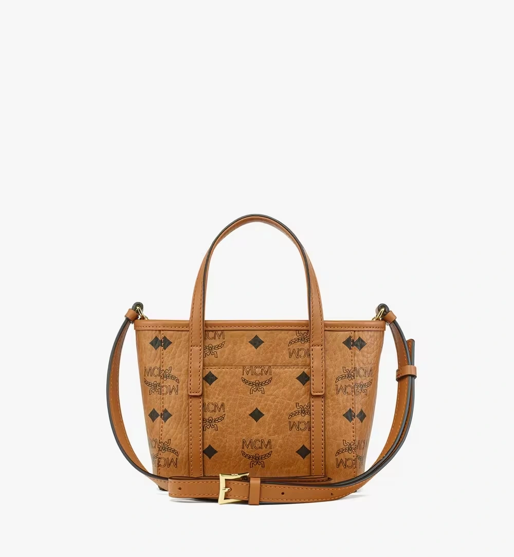 X-Mini Toni Top-Zip Shopper in Visetos Cognac