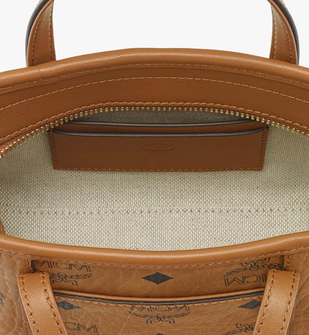 X-Mini Toni Top-Zip Shopper in Visetos Cognac
