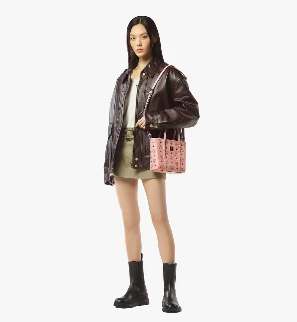 Mini Toni Top-Zip Shopper in Visetos Pink