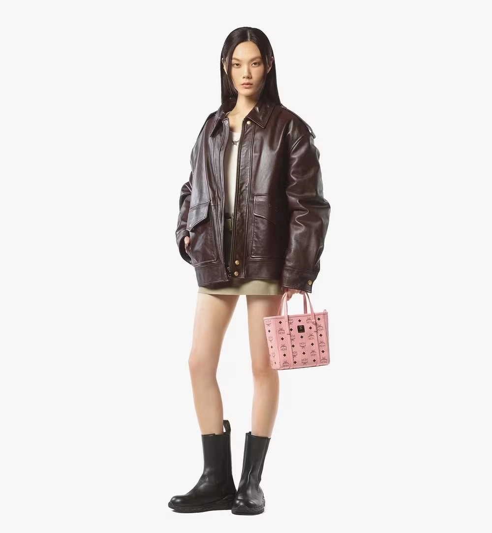 Mini Toni Top-Zip Shopper in Visetos Pink