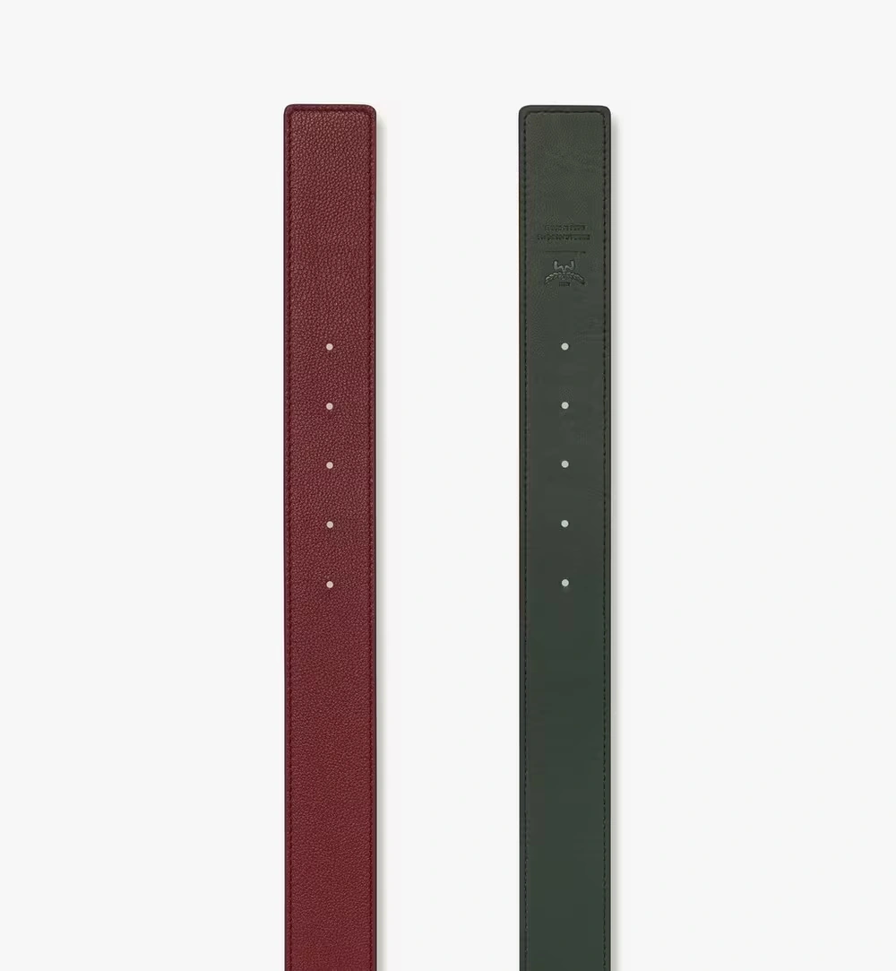 110cm / 43.3" Claus Fluted M Reversible Belt 1.5” in Embossed Leather Red
