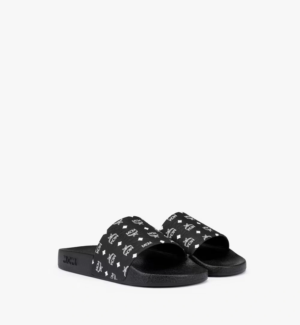 35 IT / W Monogram Print Rubber Slides Black