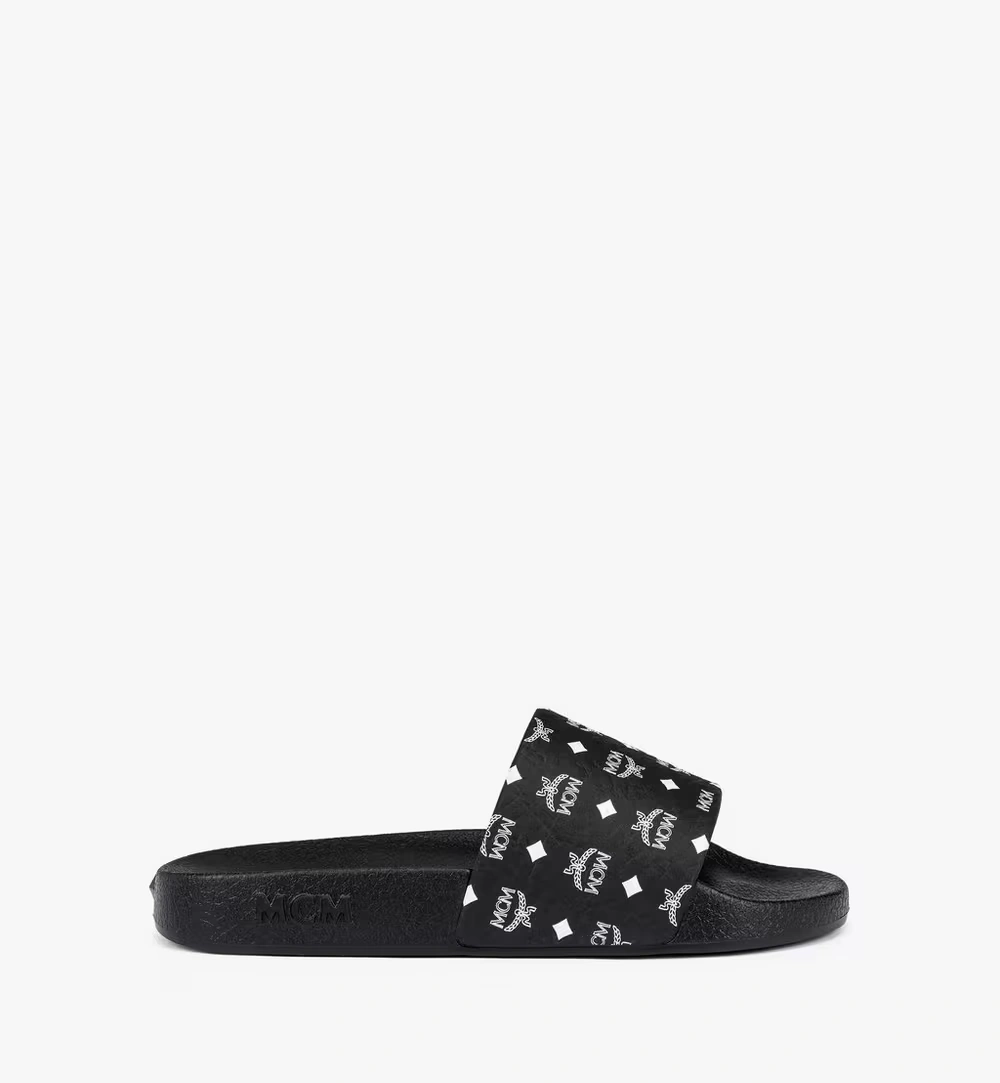 35 IT / W Monogram Print Rubber Slides Black