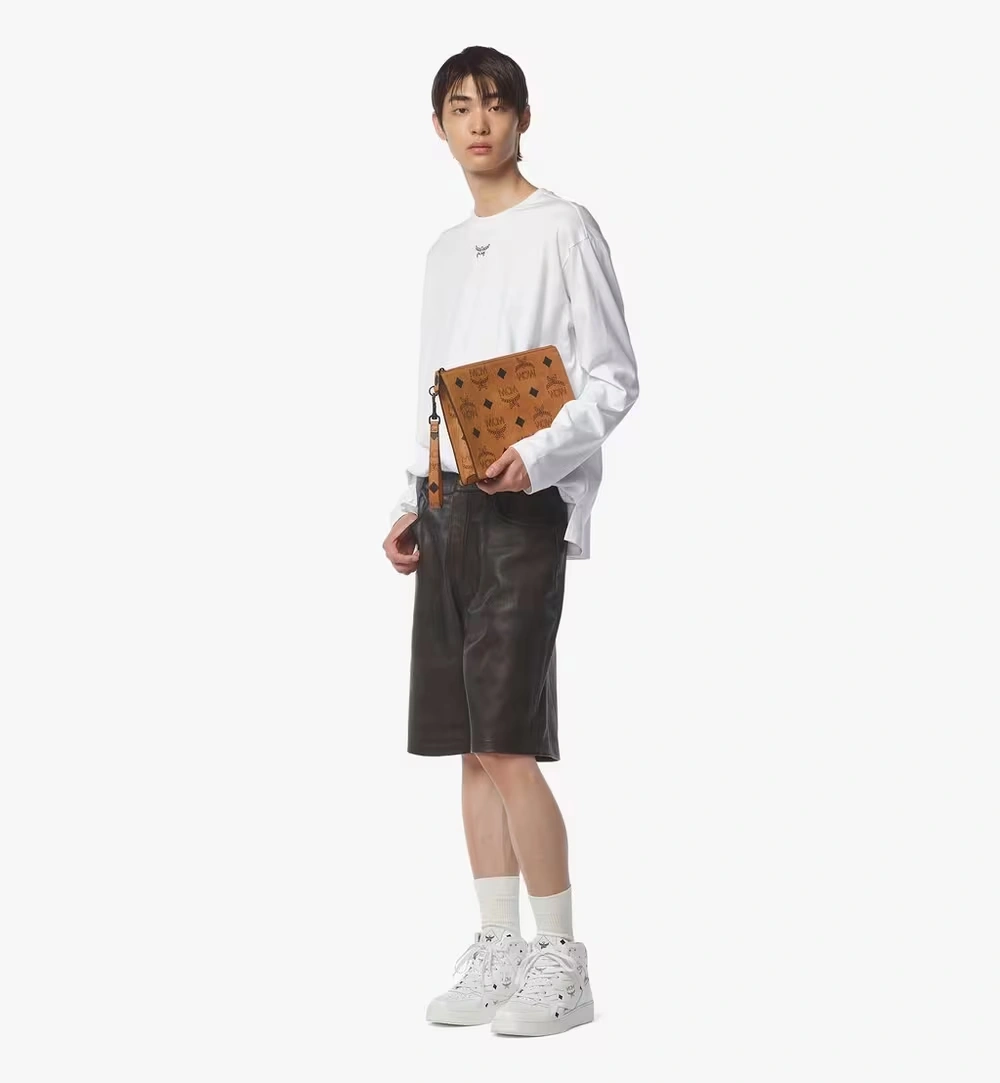 Medium Aren Wristlet Zip Pouch in Maxi Visetos Cognac