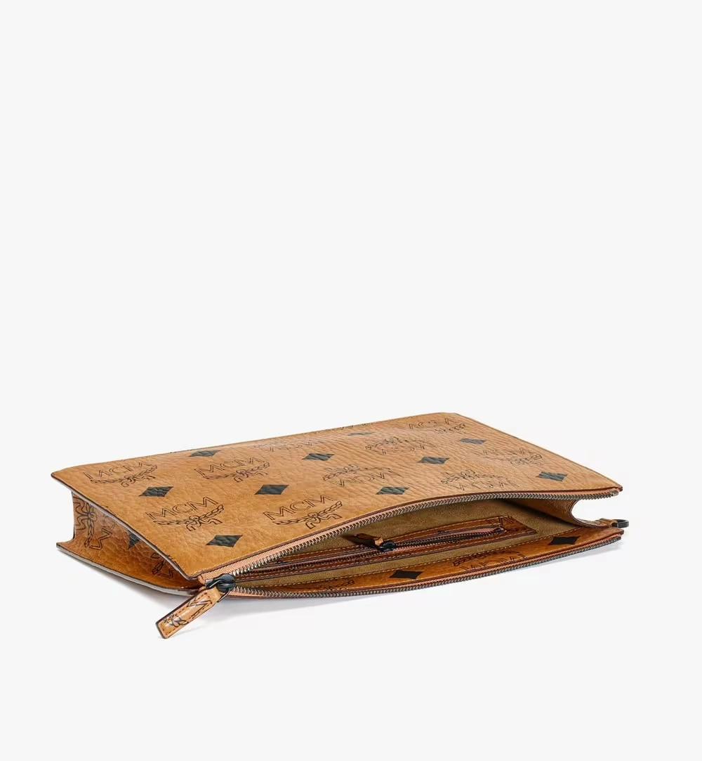 Medium Aren Wristlet Zip Pouch in Maxi Visetos Cognac
