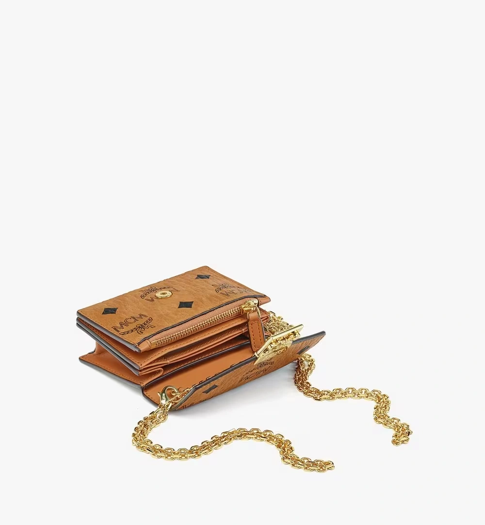 Mini Tracy Chain Card Wallet in Visetos Cognac