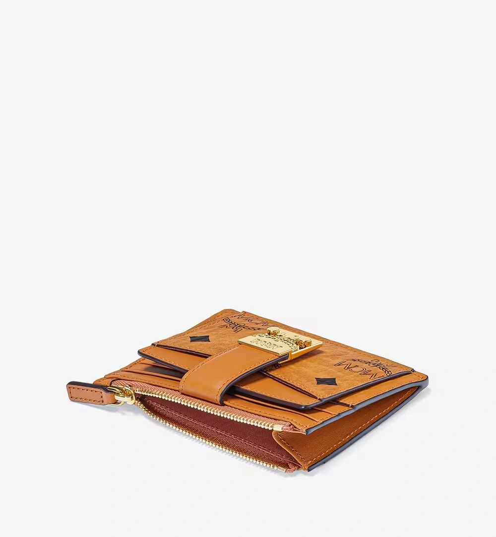 Mini Tracy Zip Card Case in Visetos Cognac