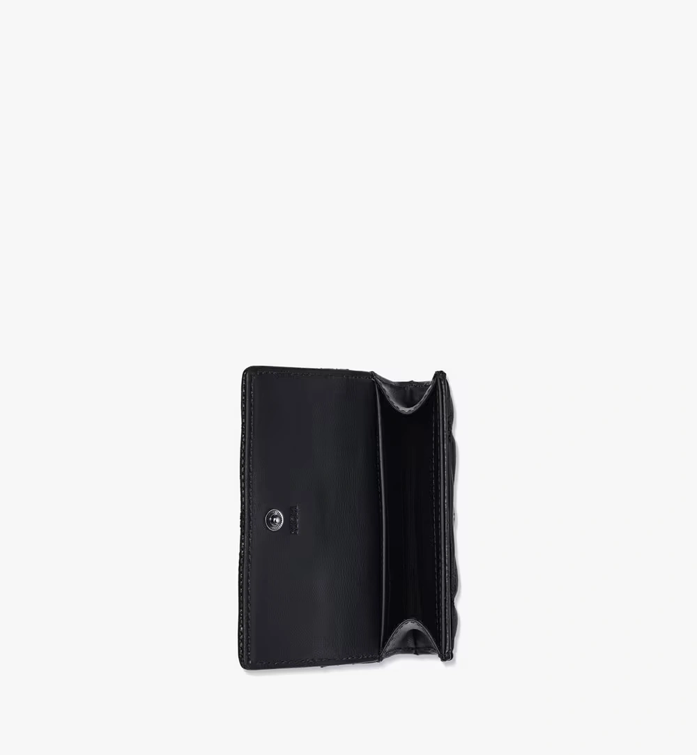 One Size Travia Card Case in Cloud Quilted Leather Black