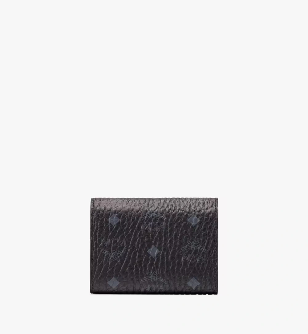 Small Tracy Three-Fold Wallet in Visetos Black