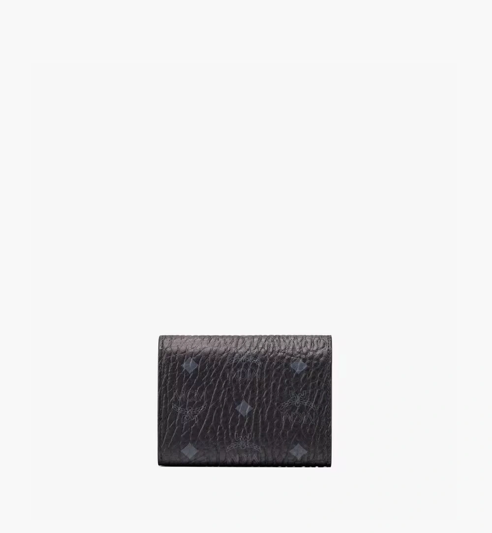 Small Tracy Trifold Wallet in Visetos Black
