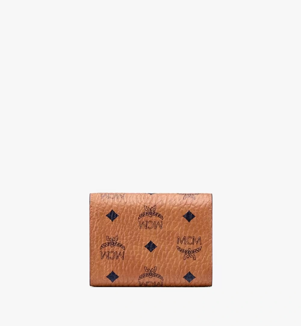 Small Tracy Trifold Wallet in Visetos Cognac