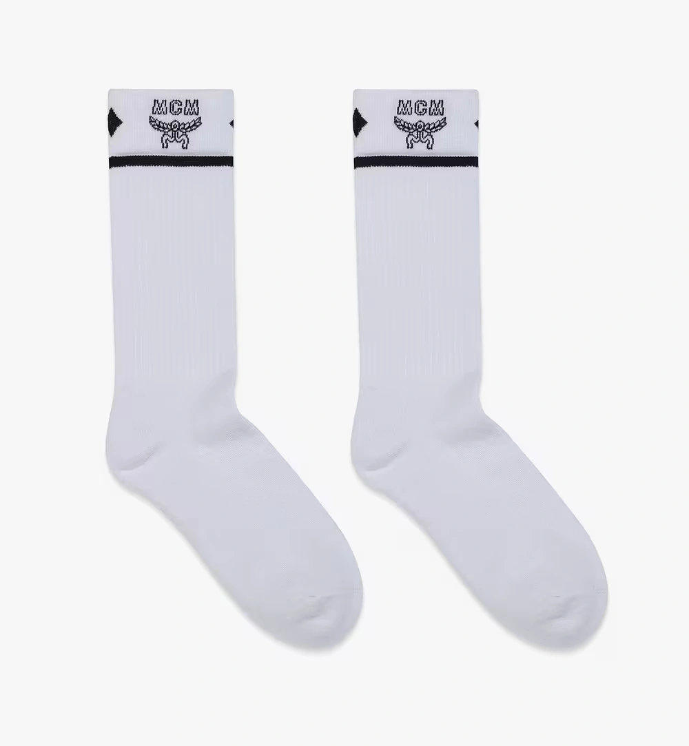 Medium-Large Logo Jacquard Socks White