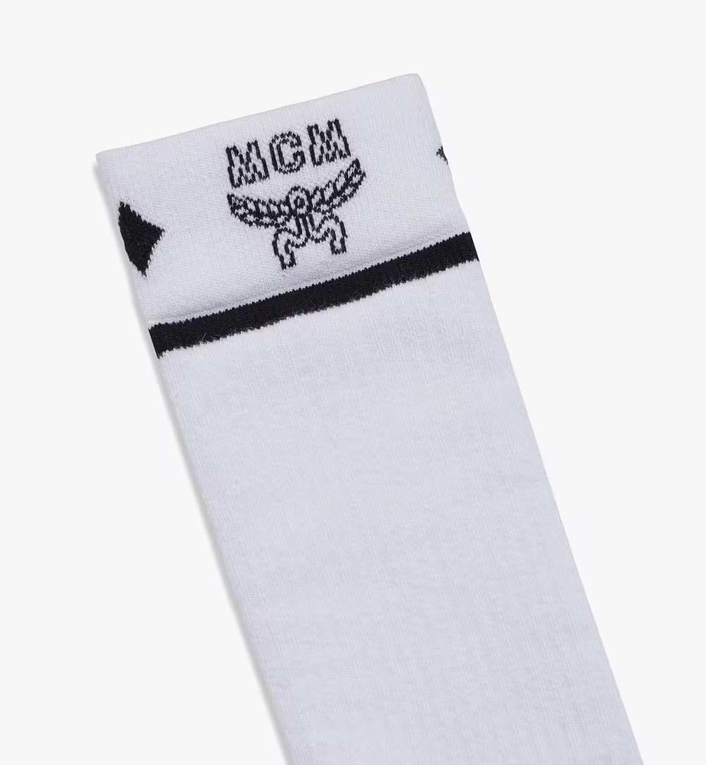 Medium-Large Logo Jacquard Socks White