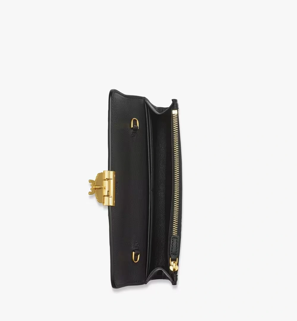 Large Tracy Chain Wallet in Embossed Monogram Leather Black