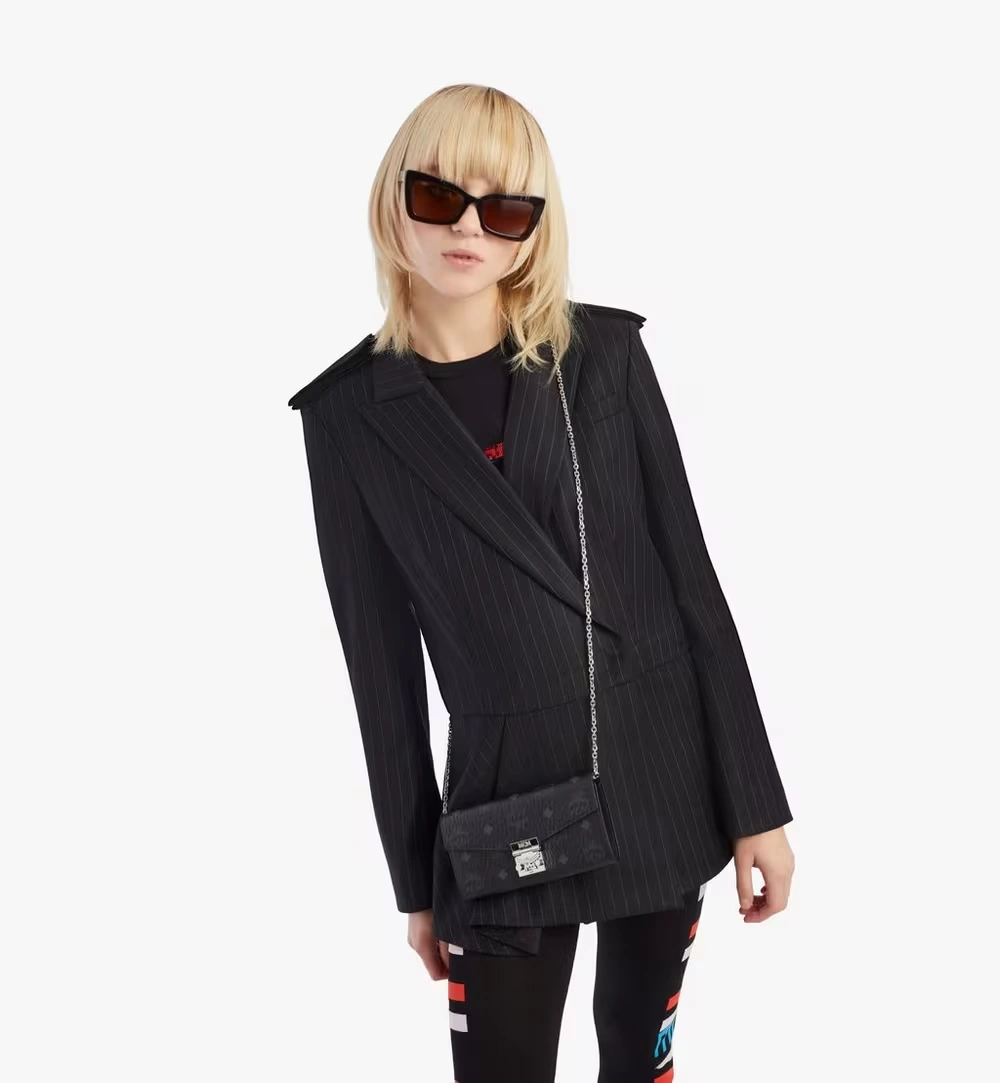 Large Tracy Crossbody Wallet in Visetos Black